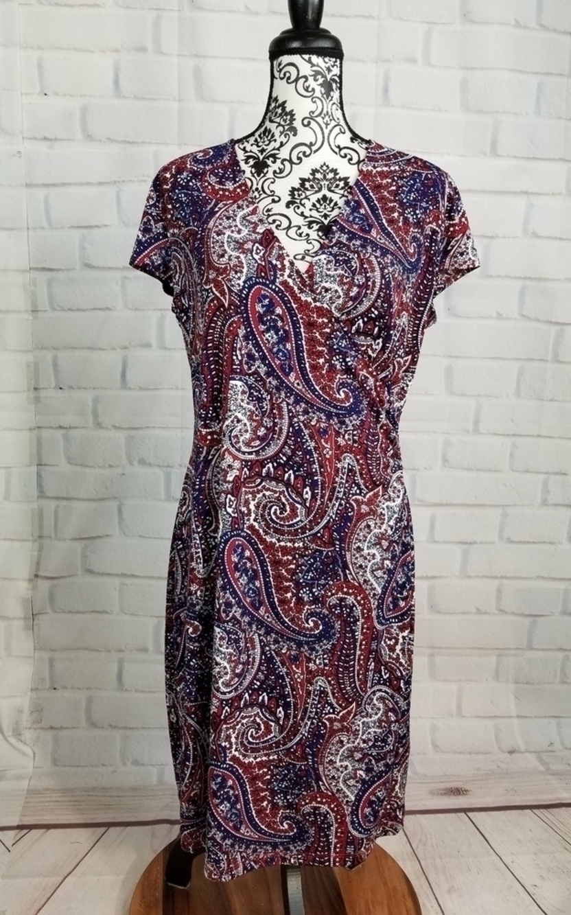 Jones New York size L paisley print stretch dress